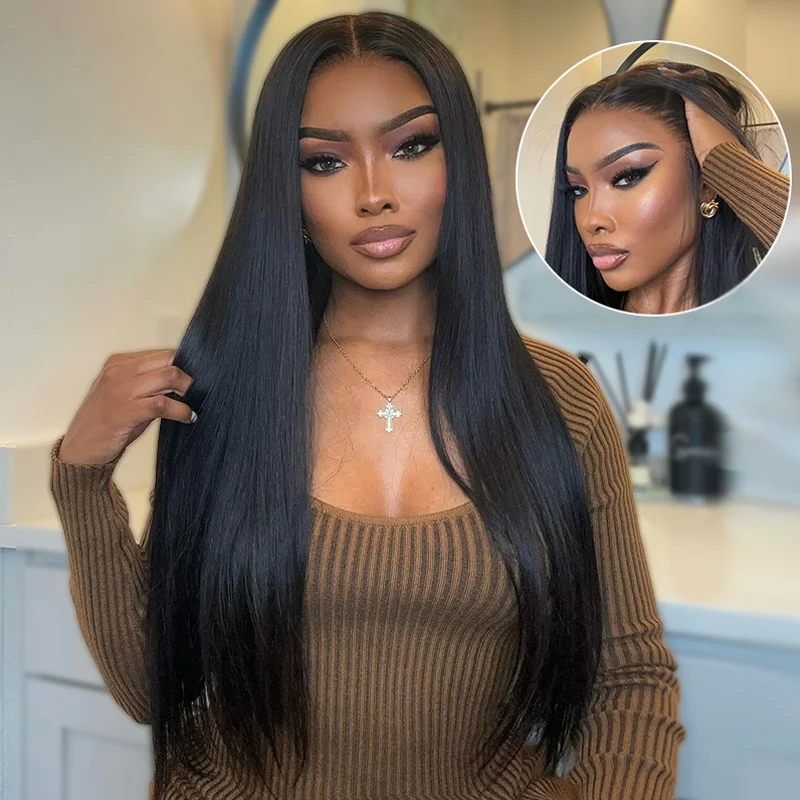 Human - hair wig with a natural - looking root for a more realistic lookTransparent HD Lace 13×4 Straight Lace Front Wigs Human Hair Pre Plucked Sterly