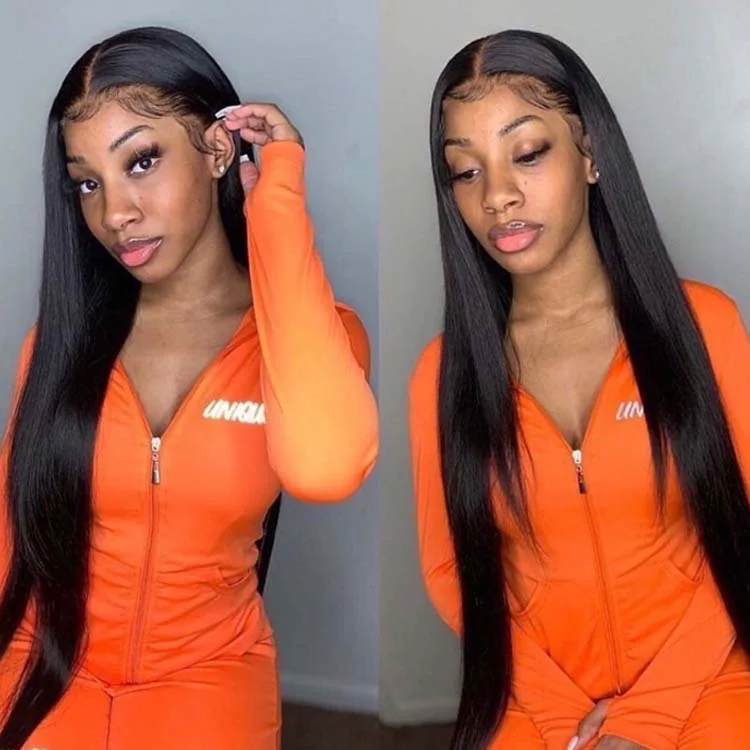 Lace wig in a chocolate - brown color for a rich and warm appearance13x4 HD Lace Frontal Wig 4x4 Straight Human Hair Lace Closure Wig 9A Grade