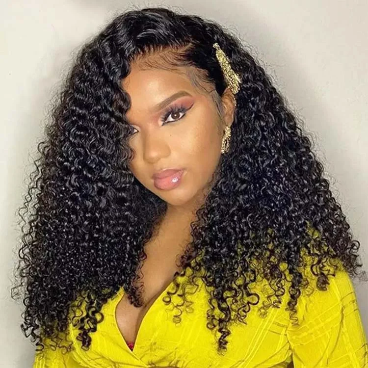 Adjustable - cap lace wig for a comfortable fit4x4/13x4 Kinky Curly Lace Front Wigs HD Lace Closure Wigs Human Hair 9A Grade