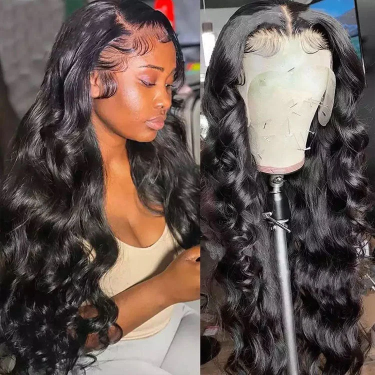 Lace wig with a silk - base cap for a comfortable and smooth feel13x6 Lace Front Wigs Body Wave HD Lace Front Wigs Human Hair Pre Plucked Lace Frontal Wigs