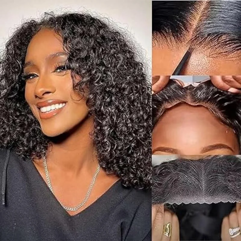 Indian - human - hair wig with a natural - looking shine16inch Pre Plucked Pre Cut Glueless 13x4 Deep Wave Lace Front Wigs Human Hair For Beginners