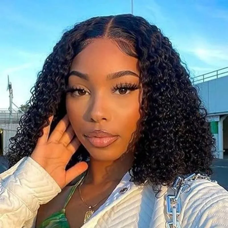 Human - hair wig with a side - swept bang for a sophisticated lookStay Cool and Stylish with FAYUAN Breathable Deep Wave 5x5 Lace Closure Wig