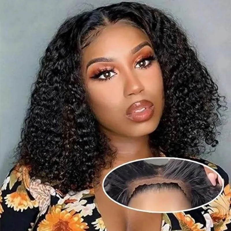 Brazilian - human - hair wig with a full and voluminous lookDefined and Voluminous Curls with FAYUAN Breathable Deep wave  5x5 Lace Wig