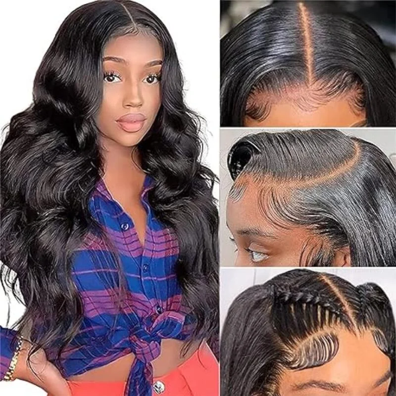 Human - hair wig with a wispy fringe for a soft and feminine look20inch Wear and Go Glueless Pre Plucked Pre Cut 5x5 Lace Front Closure Body Wave Wig