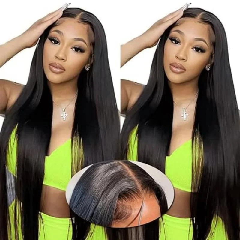 Indian - human - hair wig with a natural - looking shineEffortless Sleekness with FAYUAN Breathable Straight 5x5 Lace Front Wig