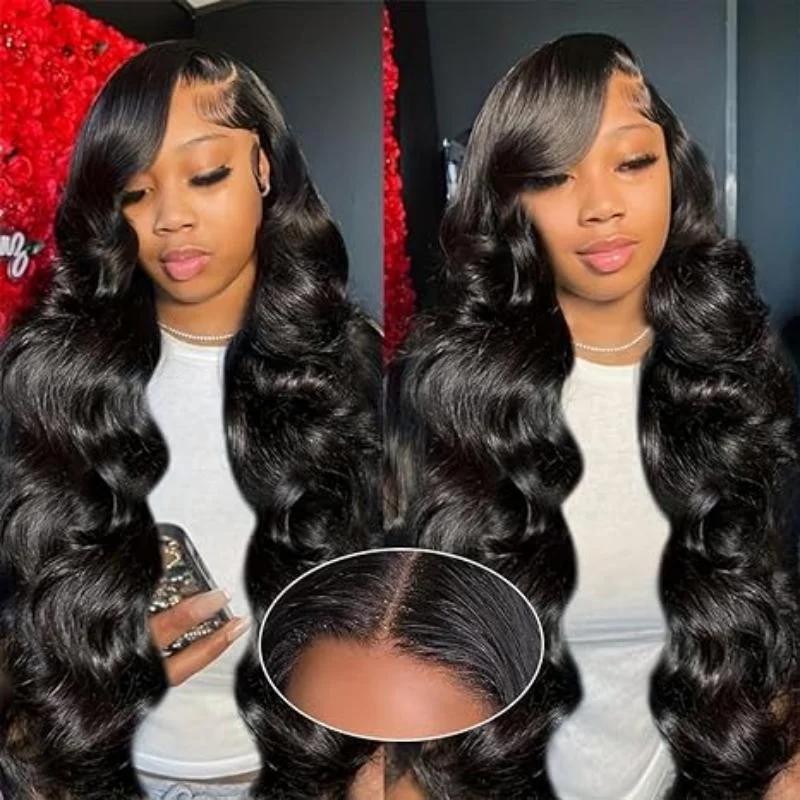 Human - hair wig with a pre - bleached knot for a natural - looking scalpFlawless and Fabulous - Step out in Style with FAYUAN Breathable Body Wave Wig