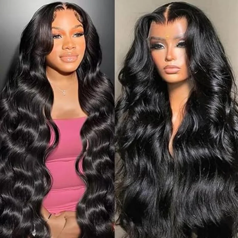 Indian - human - hair wig with a natural - looking shine200% Density Pre Plucked Pre Cut Body Wave Transparent Lace Closure Wigs