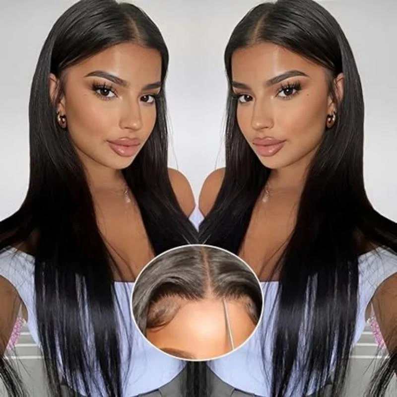 Human - hair wig with a pre - bleached knot for a natural - looking scalpGet the Perfect Straight Hair Look with FAYUAN Glueless Straight Pre Plucked Lace Wig