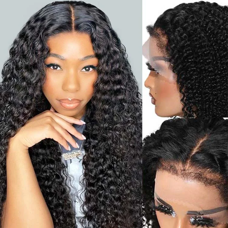 Synthetic lace wig with a heat - resistant formula4c Hairline Edges Lace Wigs Deep Wave 13x4 13x6 HD Lace Frontal Wig Human Hair 180% Density