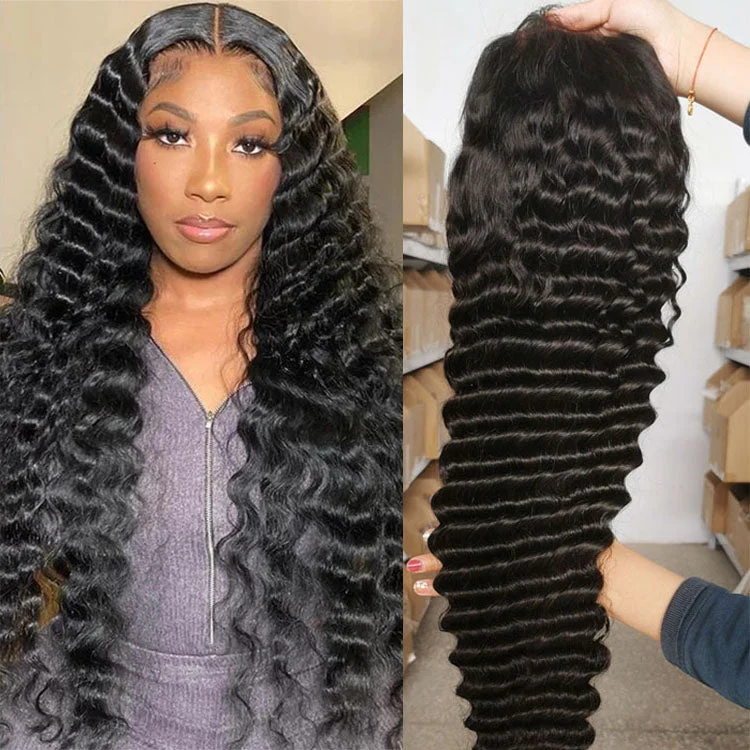 Lace wig with a wispy fringe for a soft and feminine look4x4 HD Lace Closure Wig Loose Deep Wave Lace Wig 180%&250% Destiny 10A Unprocessed Virgin Hair