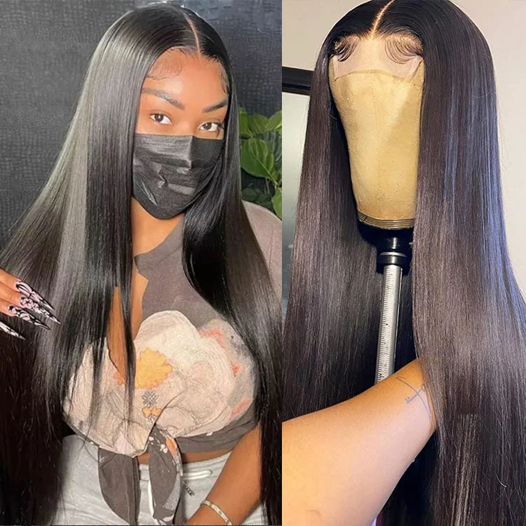 Lace wig with a side - swept bang for a sophisticated look5x5 HD Lace Closure Wigs Straight Human Hair Lace Wigs Natural Hairline Thin Lace 10A Grade