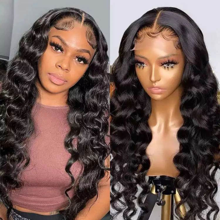 Lace wig with a pre - plucked hairline for a more natural lookLoose Wave 5x5 HD Lace Closure Wigs Brazilian Virgin Hair 10A Unprocessed Human Hair Wigs 180% 250% Recommend