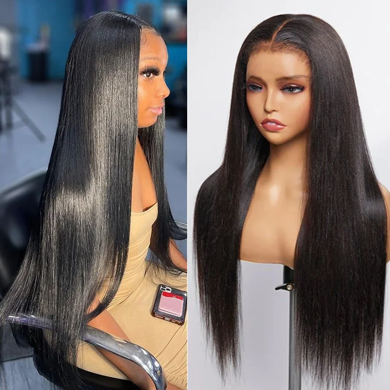 Lace wig with a middle - part for a classic and elegant styleAlibonnie 4C Edges Wig Straight 13×4 HD Lace Front Wig With 4C Hairline 180% Density