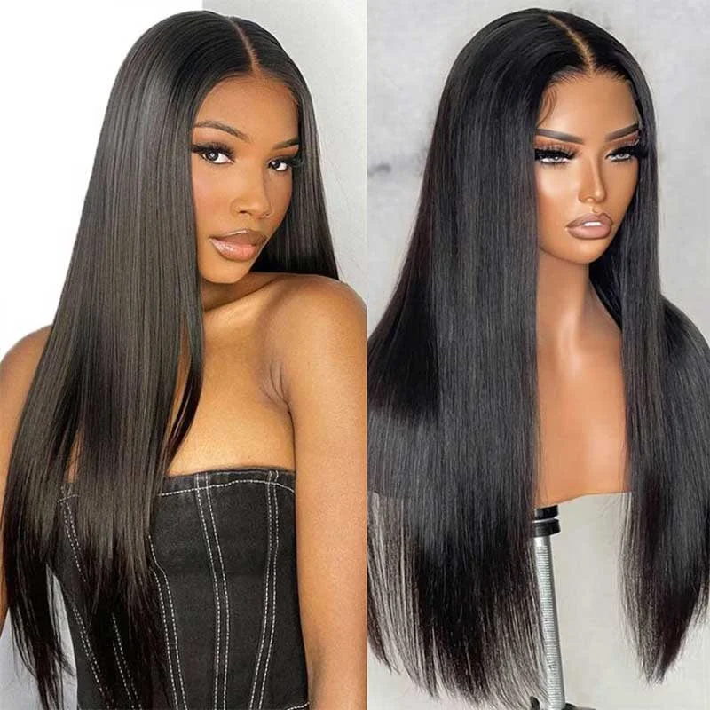 Human - hair wig with a pre - plucked hairline for a more natural lookAlibonnie 6X4 Wear Go Glueless Wig Straight Hair Pre-Cut Transparent Lace Closure Wig