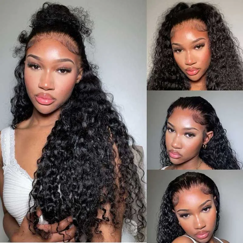 Lace wig in a chocolate - brown color for a rich and warm appearanceAlibonnie Water Wave 13x6 HD Lace Front Wig 250% Density Natural Hairline