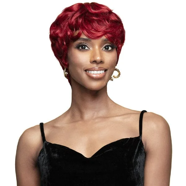 Human - hair wig in a jet - black color for a classic and timeless lookBobbi Boss 100% Human Hair Wig - MH1414 KEISHA