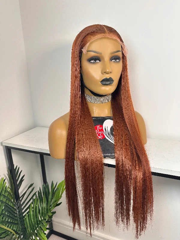 Adjustable - cap lace wig for a comfortable fitCHERIE 6 X 6 BONE STRAIGHT GINGER  GLUELESS WIG  | READY TO SHIP