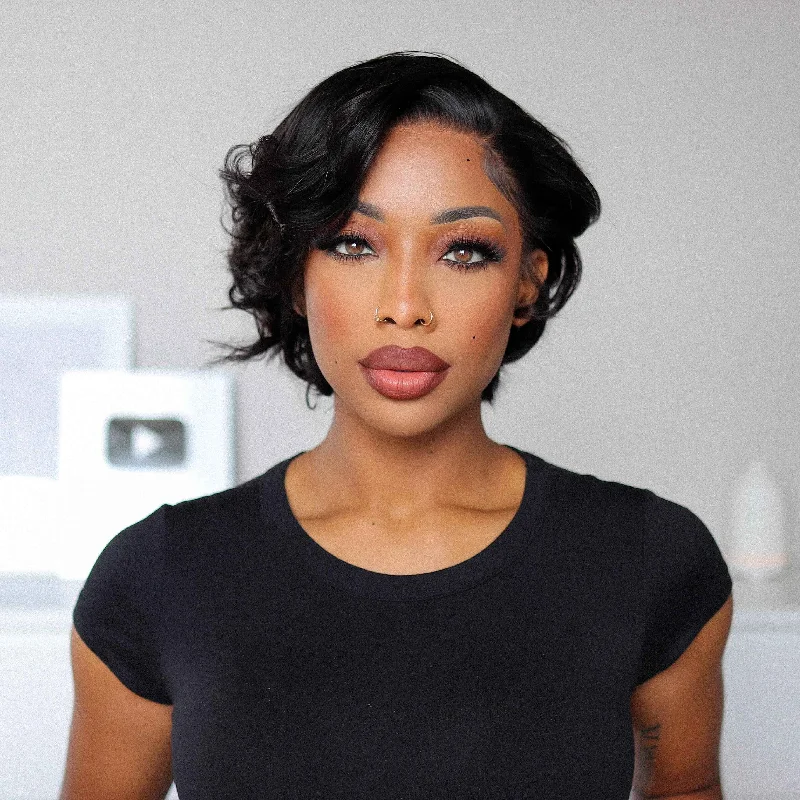 Adjustable - cap lace wig for a comfortable fitClassic Pixie Cut 13x6/ 13x4 HD Lace Short Wigs Pre-Plucked Glueless Lace Front Wigs [B51]