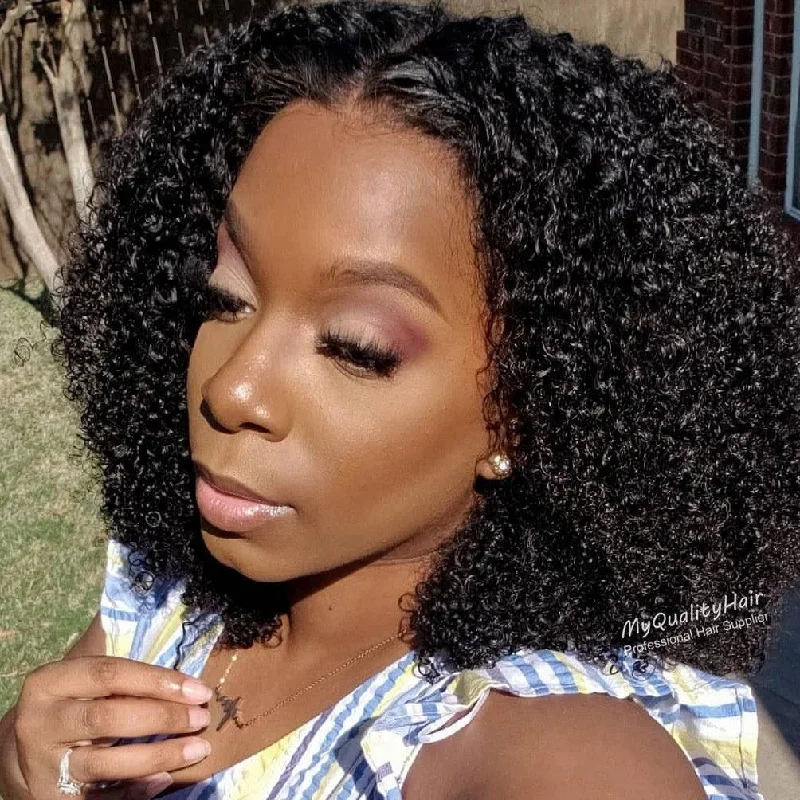 Lace wig with a pre - plucked hairline for a more natural lookCoily Curly 13X6 Glueless Lace Front Wigs Indian Virgin Hair Pre-plucked Hairline[LW32]