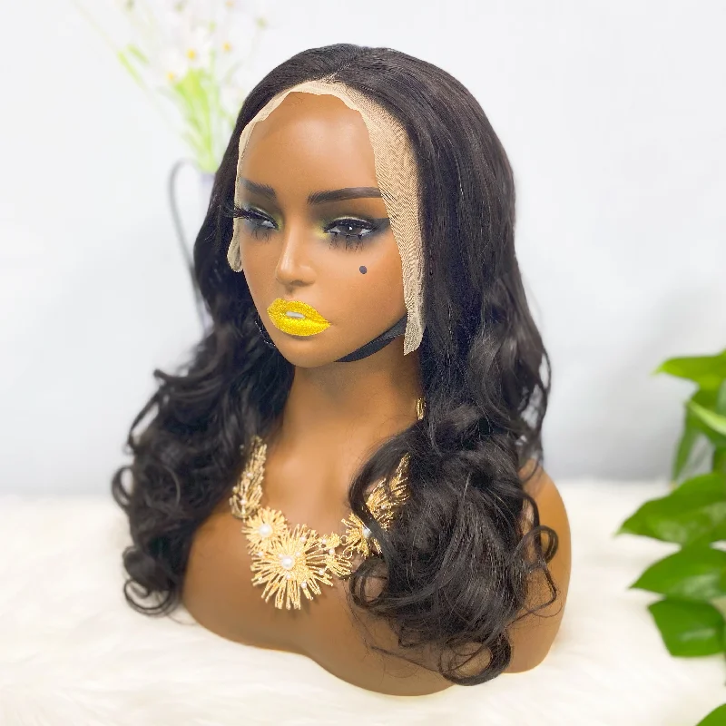 Adjustable - cap lace wig for a comfortable fitDouble Drawn 13*4 Lace Wig  Romance Human Hair Lace Wig Color NC 20inch