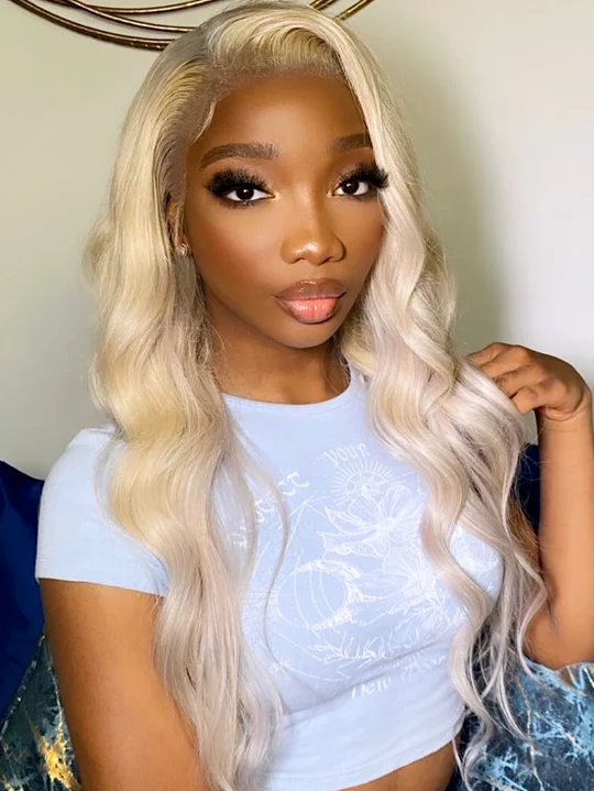 Human - hair wig with a middle - part for a classic and elegant styleElsa 613 100% Human Hair Frontal Wig