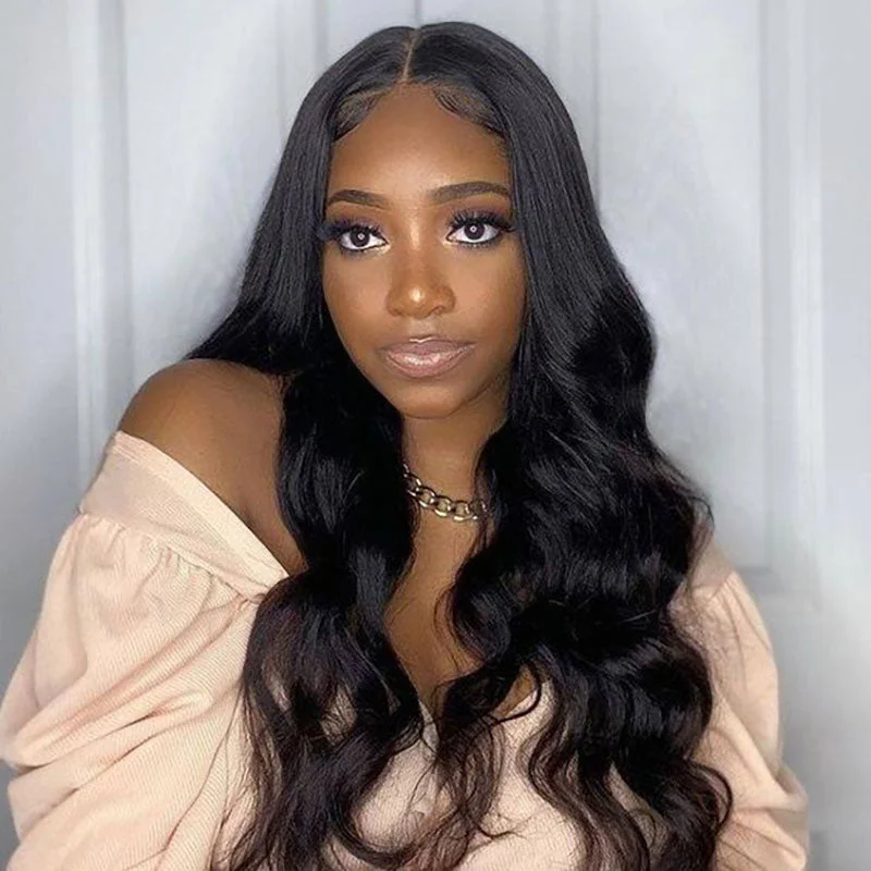 Human - hair wig with a straight texture for a sleek and minimalist lookFlash Sale Straight Lace Wig Natural Black Human Hair Wig Wesface