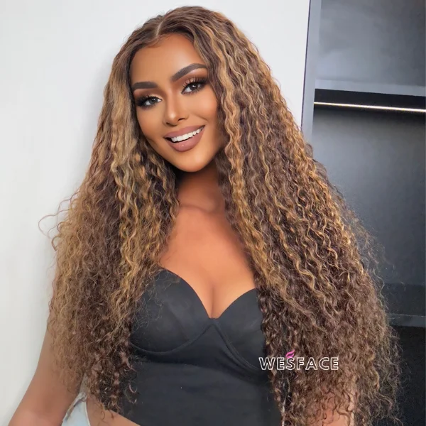 Human - hair wig with a silk - base cap for a comfortable and smooth feelFlash Sale Wesface P4/27 Highlight Wigs Water Wave Human Hair Wigs For Black Women