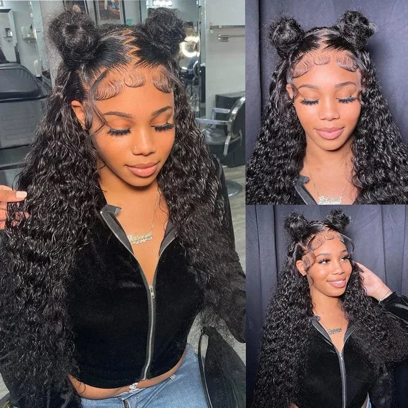 Peruvian - human - hair wig with a soft and manageable feelFull Lace Deep Wave Virgin Human Hair Transparent Lace Wigs With Pre Plucked 250% Density