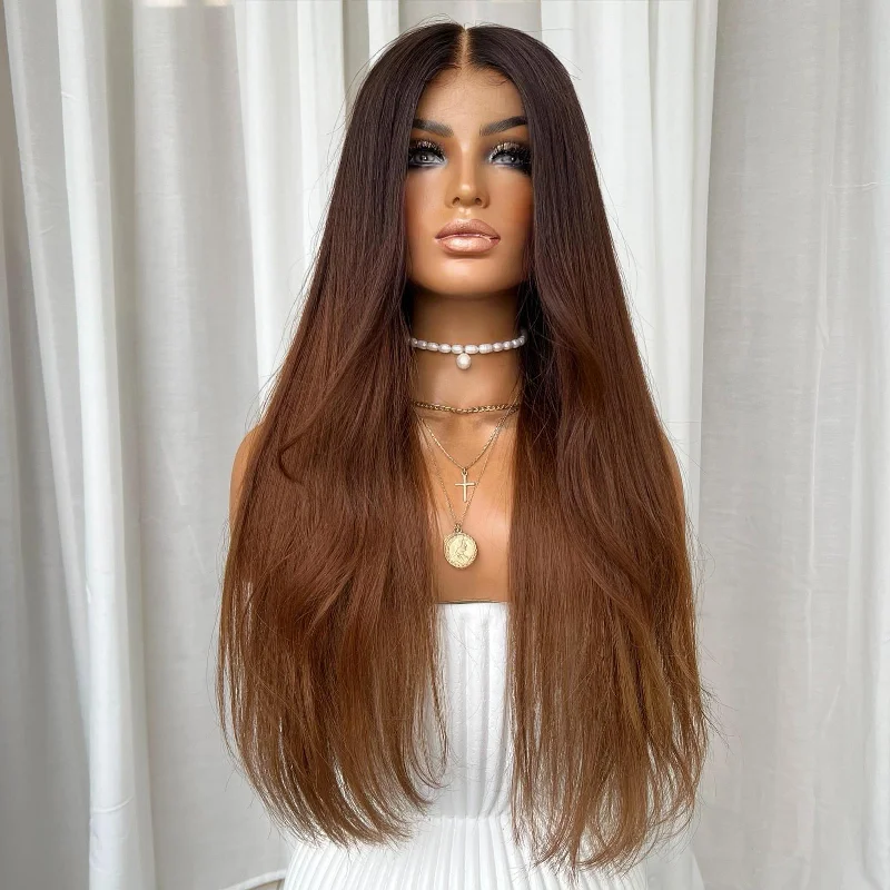 Lace wig with a middle - part for a classic and elegant styleGEMINI | HD FULL LACE STRETCH CAP