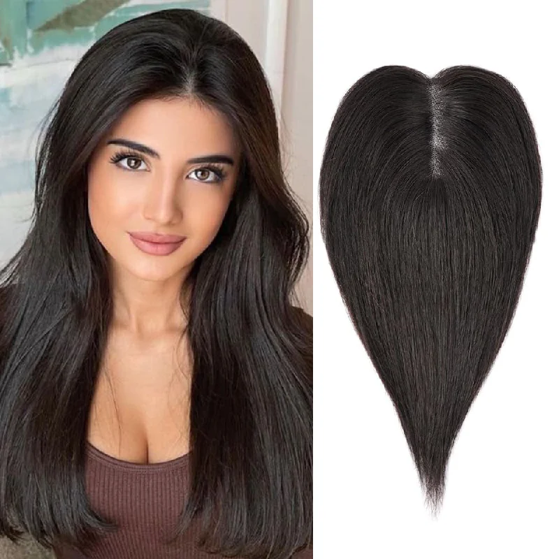 Human - hair wig with a side - part for a more flattering appearanceReal Human Hair Toppers Hair Extensions Clip in Hair Wiglets Hair Pieces For Women with Thinning Hair