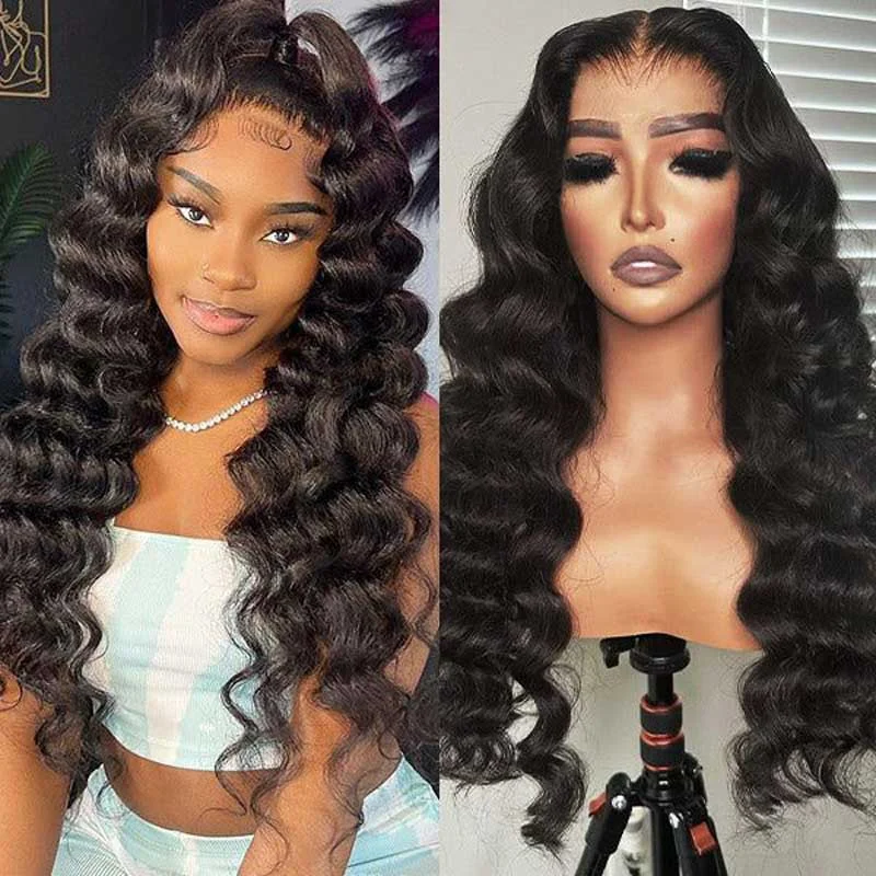 Lace wig with a honey - blonde color for a warm and sunny appearance13x4 HD Lace Wigs Loose Deep Wave Lace Front Wig  High Density Quality Human Hair Wig