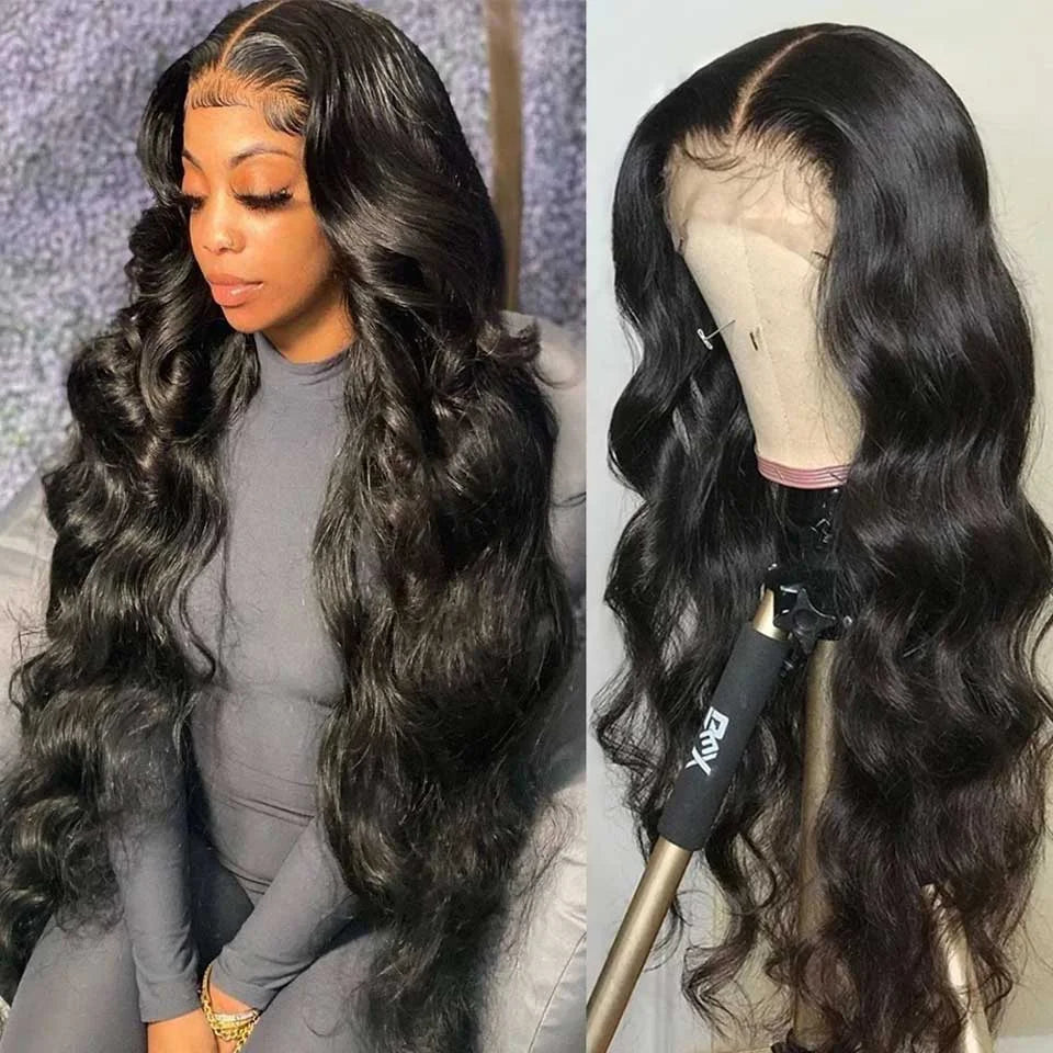 Lace wig with a 13x4 lace frontal for a wide - parting areaHD Transparent 13x4 13x6 Body Wave Lace Front Human Hair Wigs Glueless