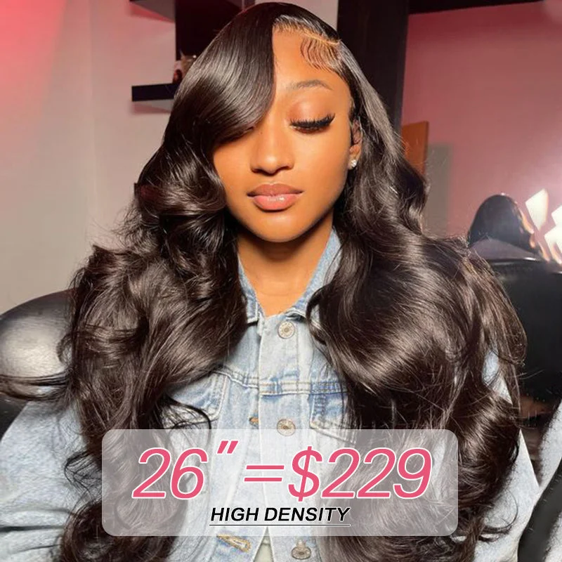 Human - hair wig with a middle - part for a classic and elegant style250% Density Body Wave Full 13×6 Frontal Lace Human Hair Wigs