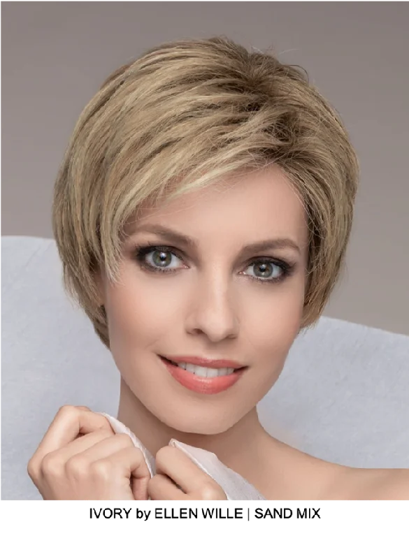 Human - hair wig with a curly texture for a bold and stylish choiceIvory Human Hair Lace Front Wig (100% Hand-Tied)