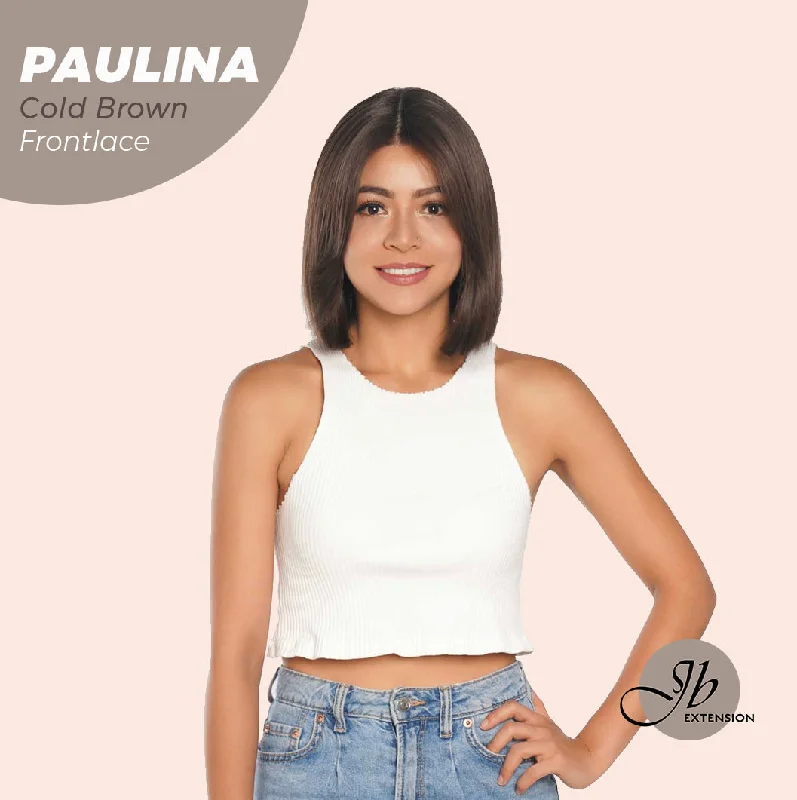 Lace wig with a pre - bleached knot for a natural - looking scalpJBEXTENSION 10 Inches Bob Cut Cold Brown Straight Pre-Cut Frontlace Glueless Wig PAULINA COLD BROWN