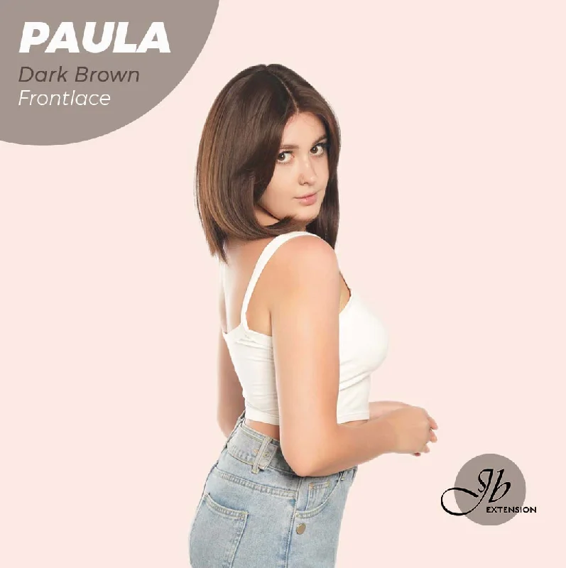 Lace wig with a honey - blonde color for a warm and sunny appearanceJBEXTENSION 12 Inches Bob Cut Chocolate Brown Straight Pre-Cut Frontlace Glueless Wig PAULA DARK BROWN