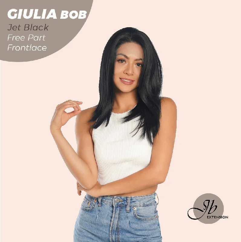 Lace wig with a honey - blonde color for a warm and sunny appearanceJBEXTENSION 14 Inches Bob Cut Jet Black Frontlace Glueless Wig GIULIA BOB BLACK (FREE PARTING)