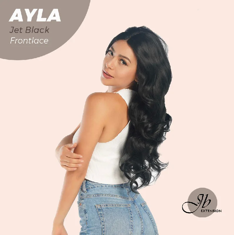 Lace wig with a middle - part for a classic and elegant styleJBEXTENSION 24 Inches Body Wave Jet Black Pre-Cut Frontlace Glueless Wig AYLA JET BLACK