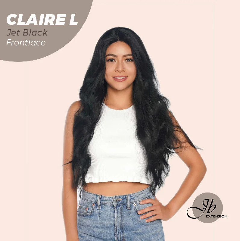 Lace wig with a side - swept bang for a sophisticated lookJBEXTENSION 26 Inches Body Wave Jet Black Pre-Cut Frontlace Glueless Wig CLAIRE L BLACK