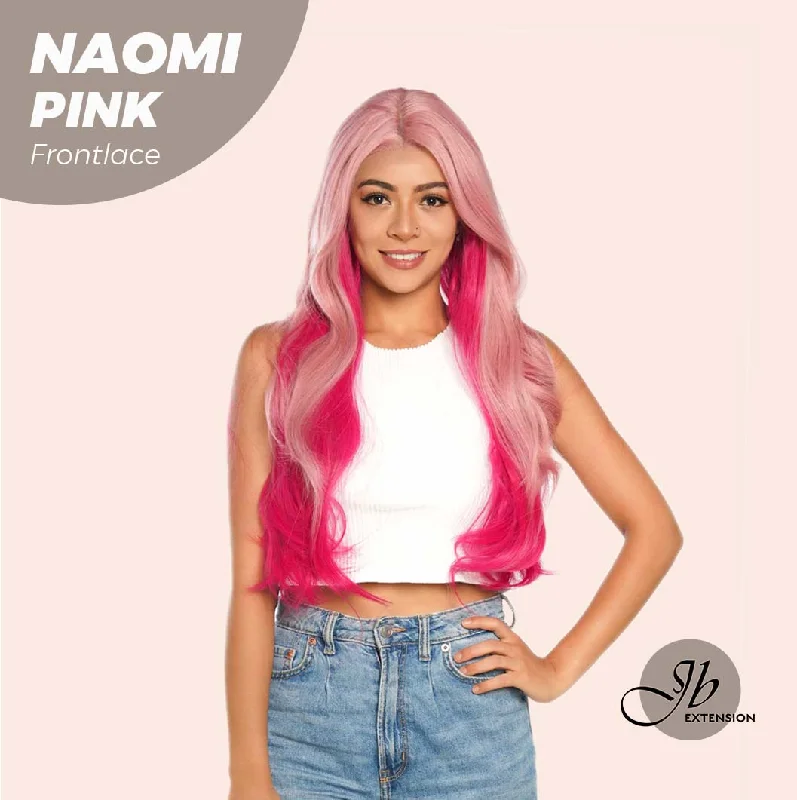 Lace wig with a pre - bleached knot for a natural - looking scalpJBEXTENSION 28 Inches Mix Pink Fushia Color Fashion Frontlace Glueless Wig NAOMI PINK