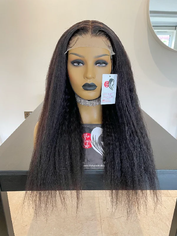 Lace wig with a side - part for a more flattering lookJUNE KINKY STRAIGHT GLUELESS WIG | READY TO SHIP