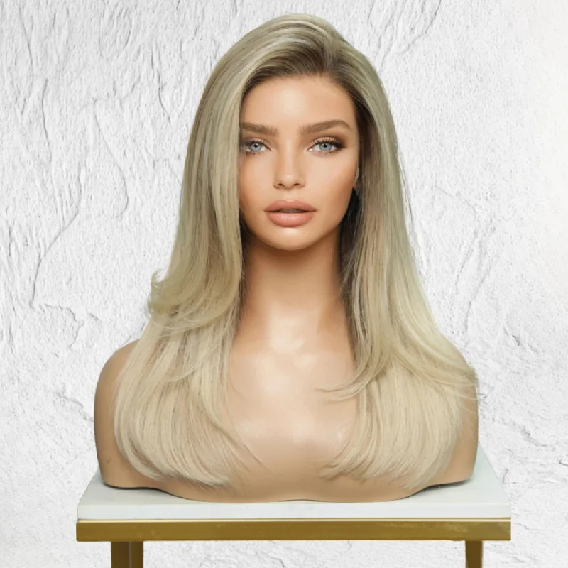 Peruvian - human - hair wig with a soft and manageable feelLived In Blonde Human Hair Lace Front Wig