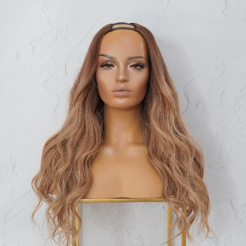 Human - hair wig with a natural - looking root for a more realistic lookLUKA Ombre Brown Human Hair U Part Wig