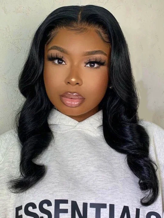 Human - hair wig with a silk - base cap for a comfortable and smooth feelMya 100% Human Hair Body Wave Frontal Wig