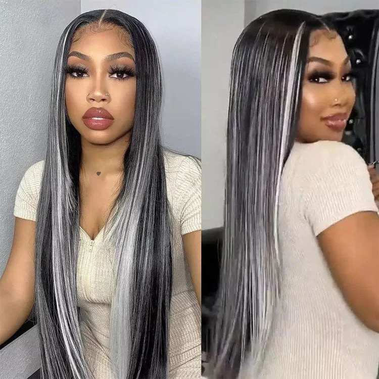 Lace wig with a honey - blonde color for a warm and sunny appearanceNew Arrival Highlight Human Hair Wigs Platinum Blonde Straight Lace Front Wigs 5x5 HD Transparent Lace Closure Wigs