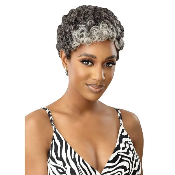 Brazilian - human - hair wig with a full and voluminous lookOutre 100% Human Hair Fab & Fly Gray Glamour Full Cap Wig - HH DINA