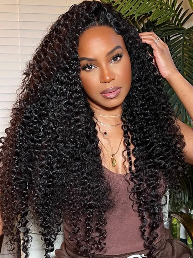 Lace wig in a chocolate - brown color for a rich and warm appearancePre-Bleached Knots| Simidola Wear & Go 4x6 HD Lace Kinky Curly Wig