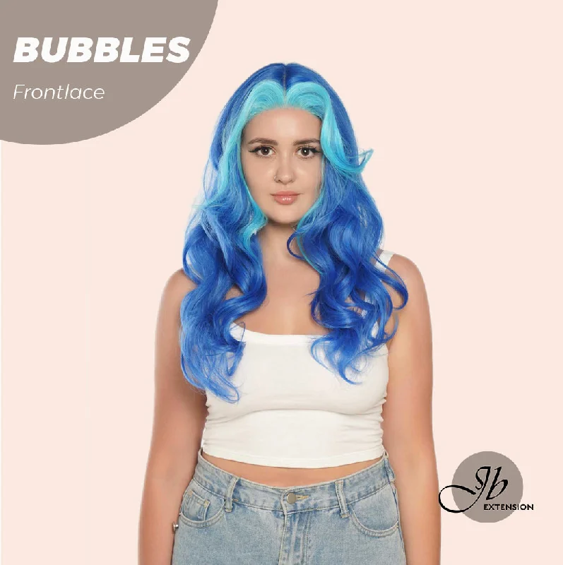 Lace wig with a side - swept bang for a sophisticated lookJBEXTENSION 24 Inches Mix Blue Body Wave Pre-Cut Frontlace Glueless Wig BUBBLES