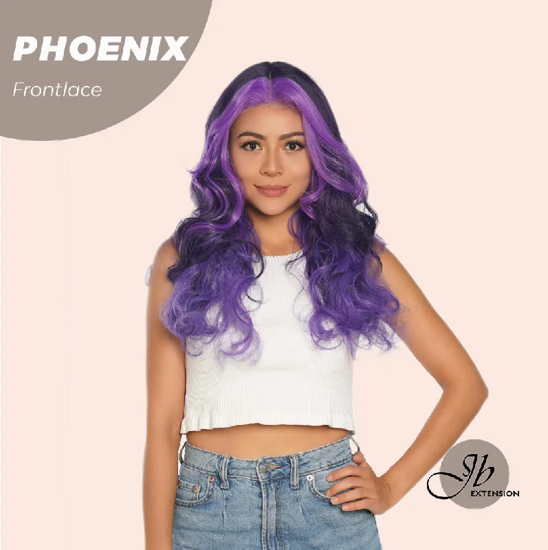 Human - hair lace wig for a luxurious and natural feelJBEXTENSION 24 Inches Mix Purple Body Wave Pre-Cut Frontlace Glueless Wig PHOENIX