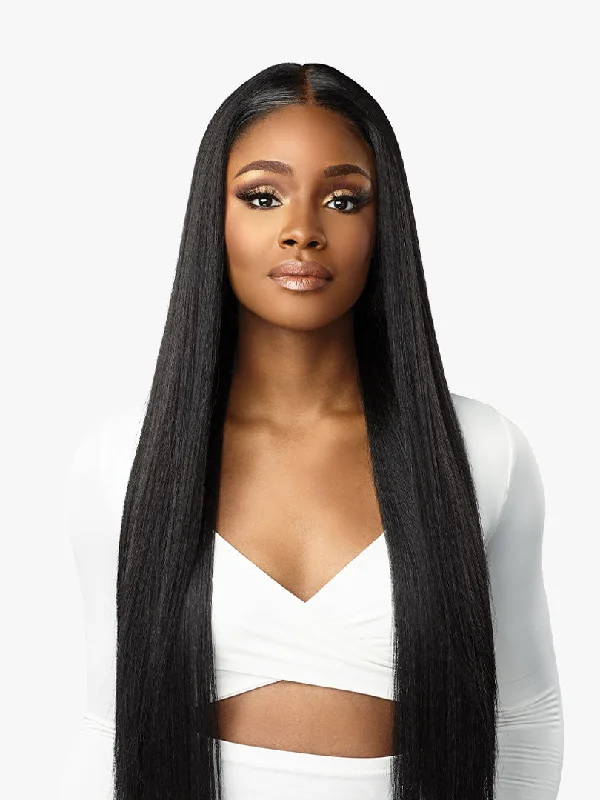 Synthetic lace wig with a heat - resistant formulaSENSATIONNEL BUTTA LACE HUMAN HAIR BLEND STRAIGHT 32″